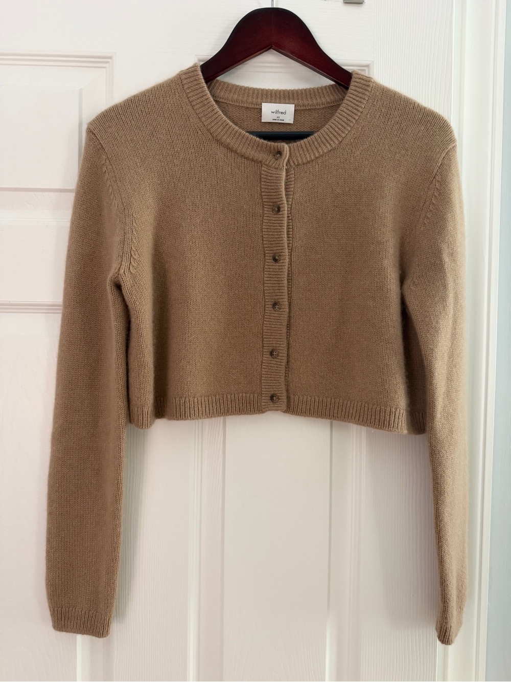 Wilfred Cropped Button-Front cashmere Cardigan - Camel Brown